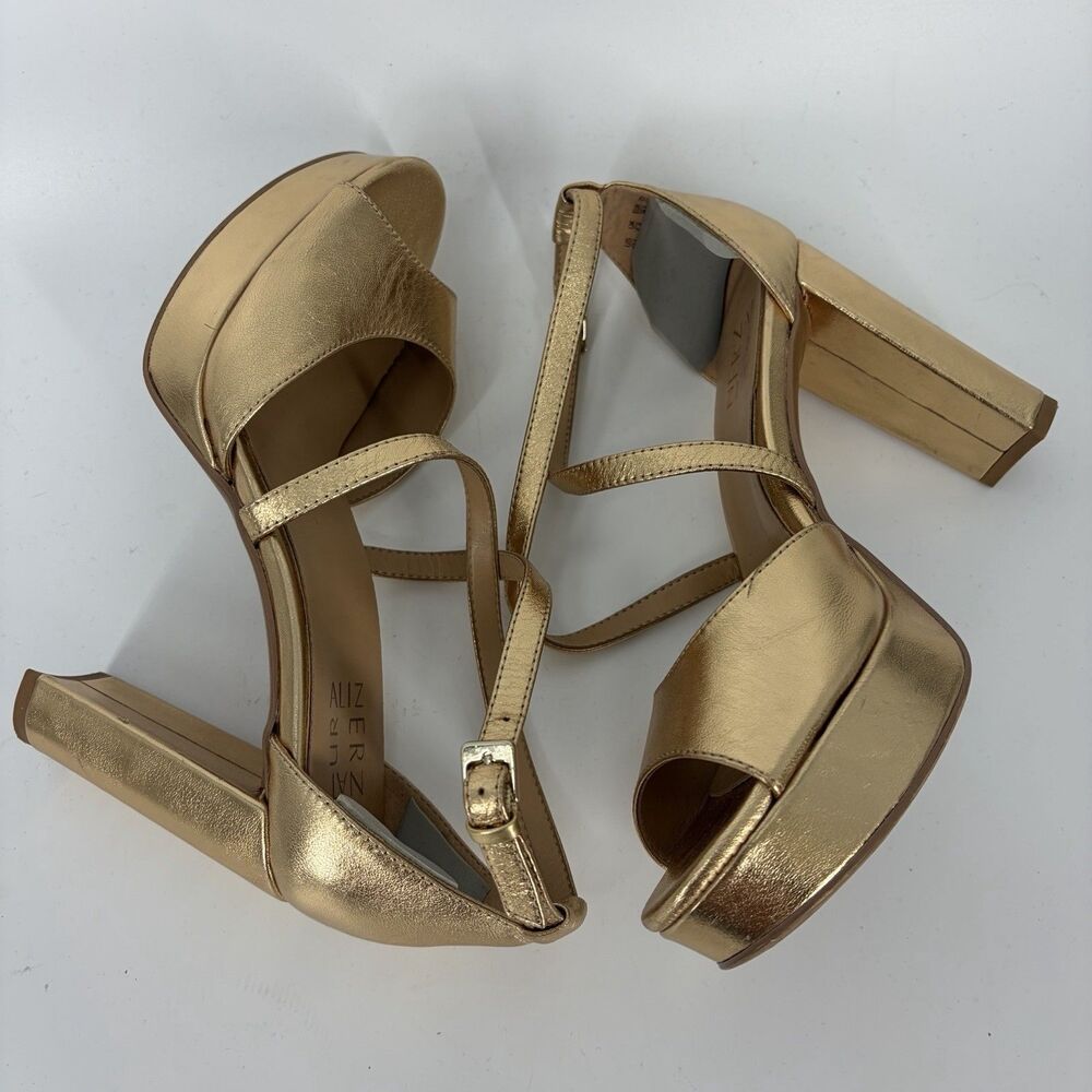 Naturalizer Shoes Size 8 Womens Gold Metallic Melody Strappy Sandal Heel Party - Picture 5 of 9